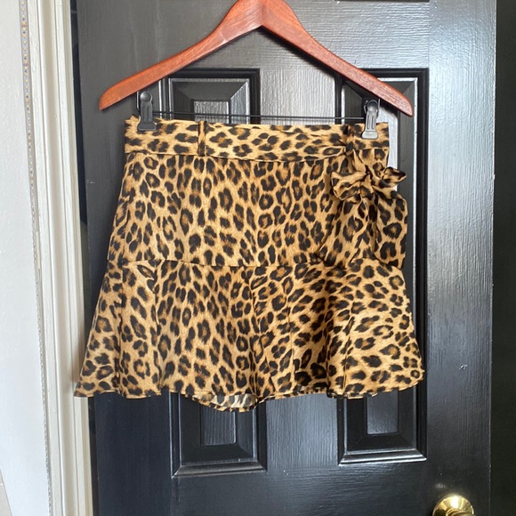 Zara A-line leopard mini skirt - Picture 2 of 6